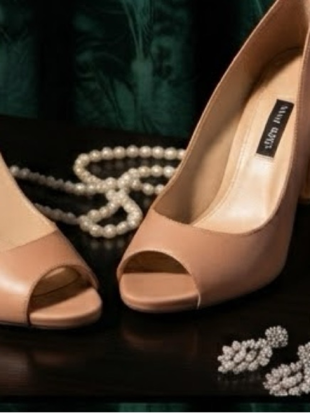 Nine West Beige Peep-Toe Stiletto Pumps